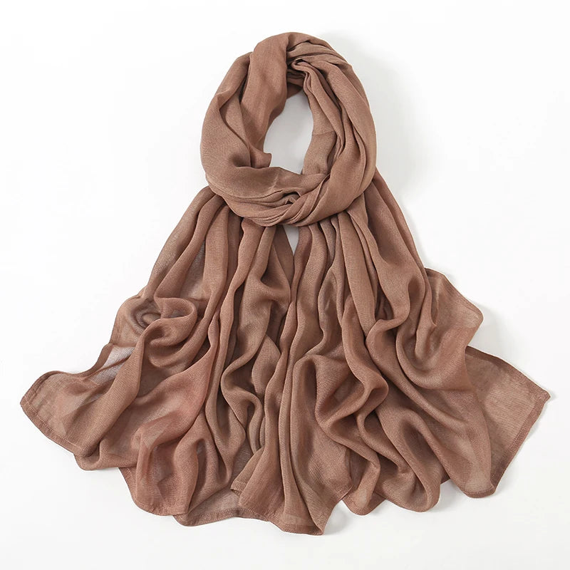 Rayon Viscose Muslim Woman Hijab Cotton Plain Musulman Scarves Solid Islamic Shawls and Wraps Soft Women's Turban Headband Veil