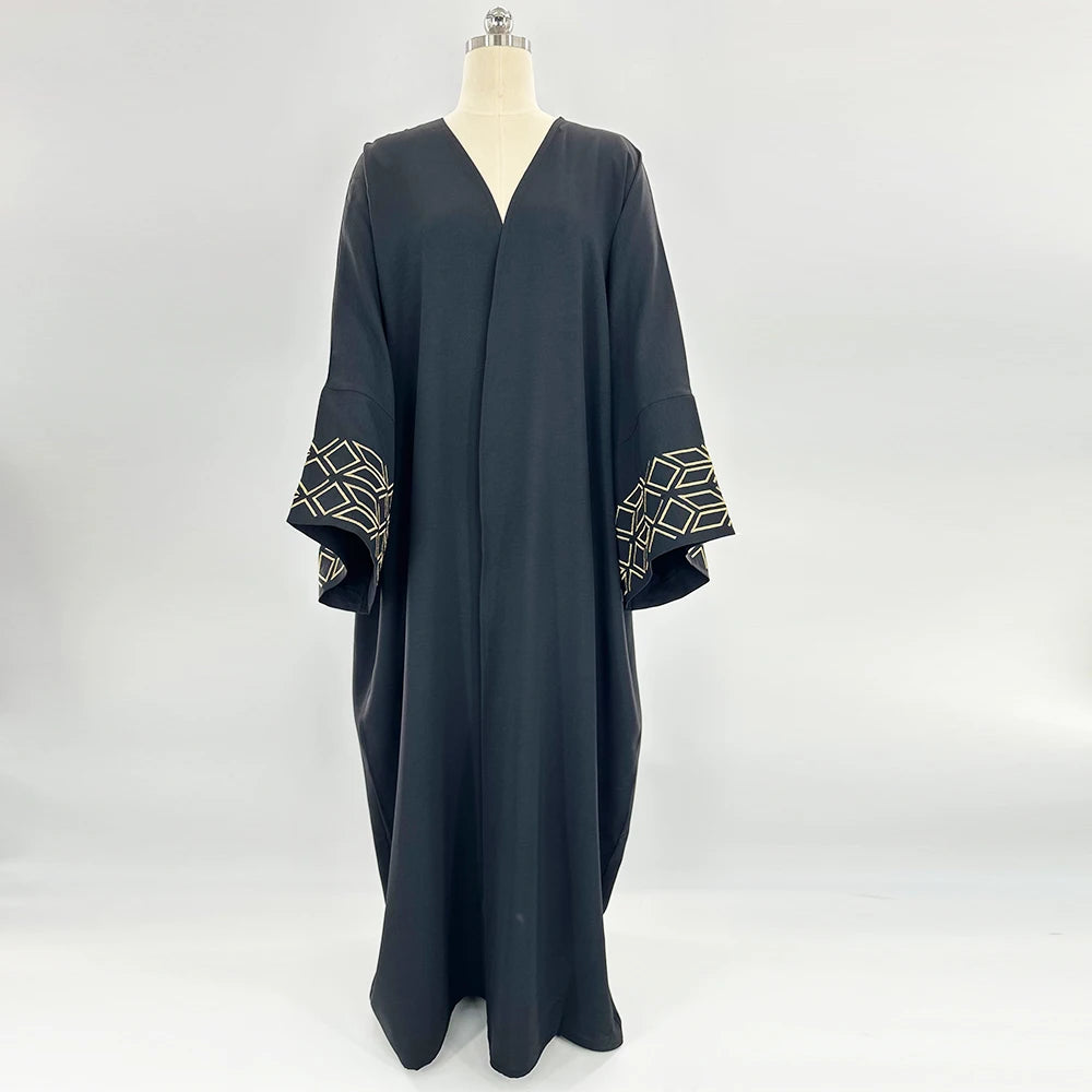 Muslim Hijab Abayas For Women Arab Ramandan Eid Gold Embroidery Open Modest Abaya Dubai Kaftan Dresses Islamic Clothing 2024 New