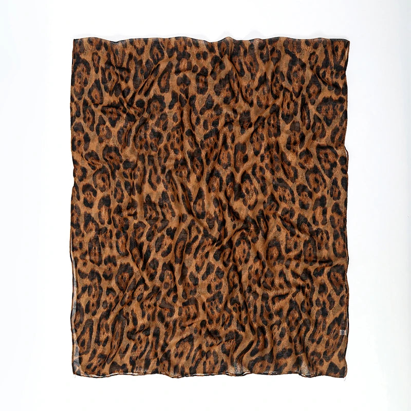 Fashion Leopard Print Hijabs for Women Long Bali Yarn Printed Scarf Muslim Turban Turbans for Women Shawl Hijab Femme Musulman