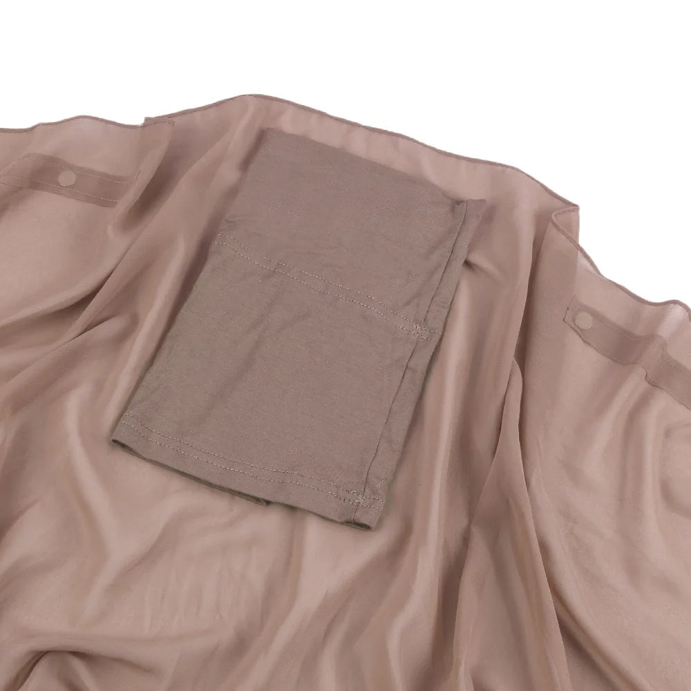 ONE TO WAN Premium Chiffon Hijab With Bulit-in Magnets Solid Color Easy To Wear Shawl Wrap With Undercap For Muslim Women