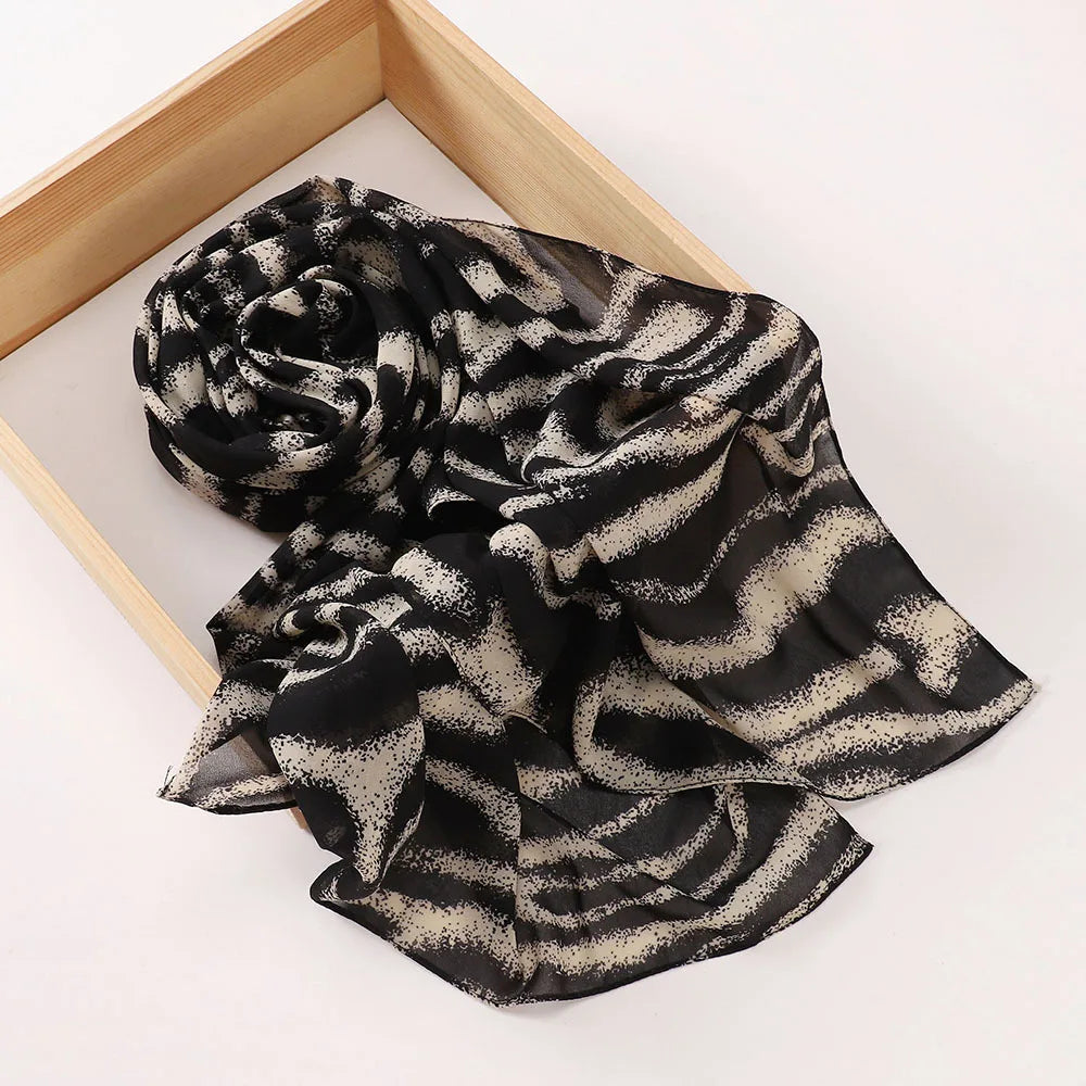 New Printed Hijabs Shawl Bubble Chiffon Hijabs Woman Design Flower Shawls Muslim Scarves Headscarf Wraps Turbans Long Scarves