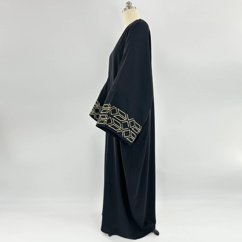 Muslim Hijab Abayas For Women Arab Ramandan Eid Gold Embroidery Open Modest Abaya Dubai Kaftan Dresses Islamic Clothing 2024 New