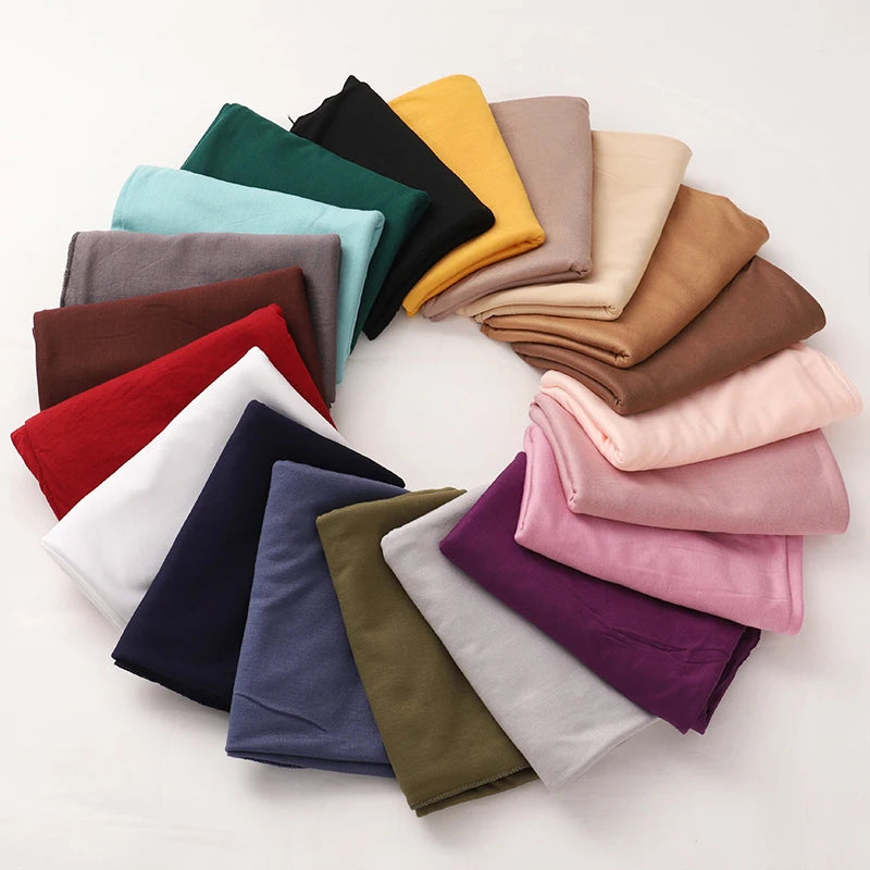 New Jersey Womens Muslim Ramadan Fashion Modal Cotton Jersey Hijab Womens High Quality Solid Color Soft Hijab Long African Scarf