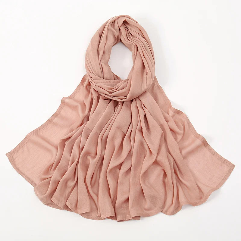 Rayon Viscose Muslim Woman Hijab Cotton Plain Musulman Scarves Solid Islamic Shawls and Wraps Soft Women's Turban Headband Veil